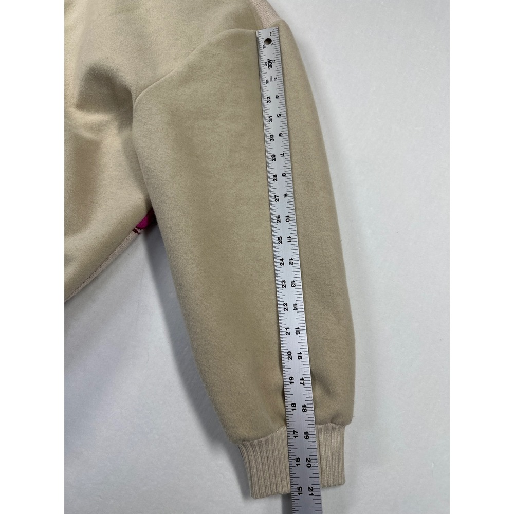 Anthropologie Tapestry Bomber Jacket M/L Cream Floral Knit Wool Blend Oversized - Picture 9 of 16